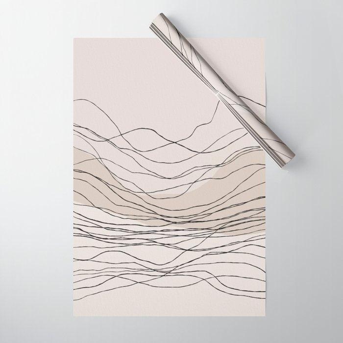 Calm serene line art nordic mountain decor Wrapping Paper Gallery Image 1