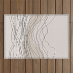 Calm serene line art nordic mountain decor Outdoor Rug Gallery Image 1