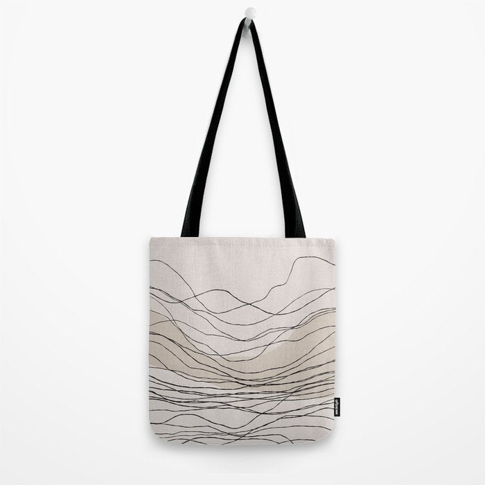 Calm serene line art nordic mountain decor Tote Bag Gallery Image 2