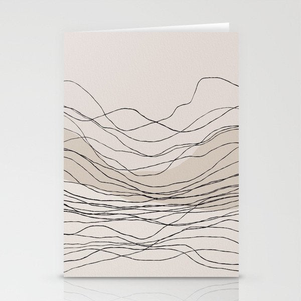 Calm serene line art nordic mountain decor Stationery Card Gallery Image 2