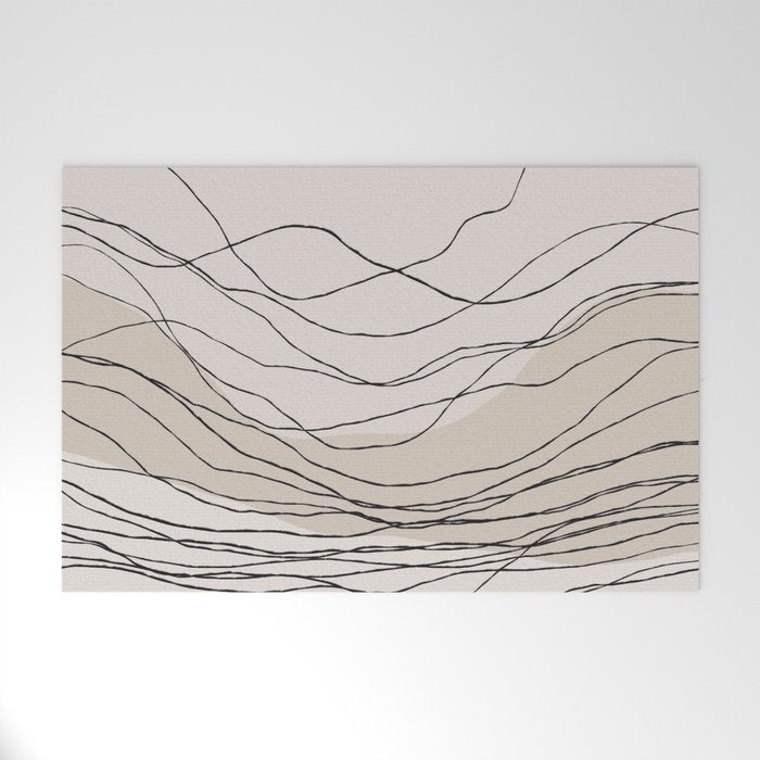 Calm serene line art nordic mountain decor Welcome Mat Gallery Image 1
