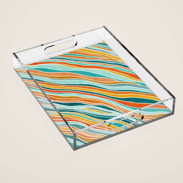 Colorful Summer Stripes Acrylic Tray Gallery Image 1