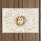 Gold Sunflower Drawing Outdoor Rug Gallery Image 1