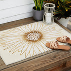 Gold Sunflower Drawing Outdoor Rug Gallery Image 2