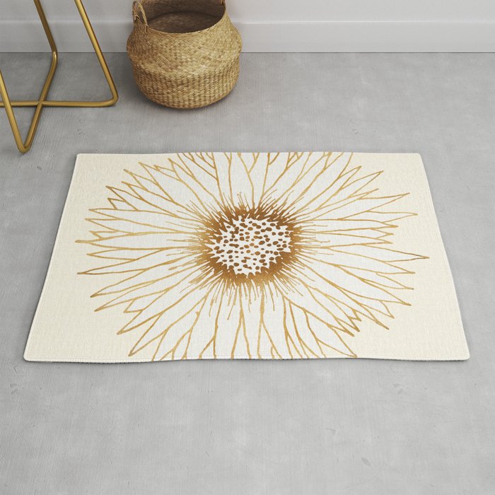 Gold Sunflower Drawing Rug Gallery Image 1