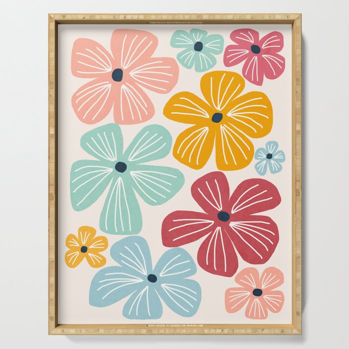 Frangipani flowers - bright Serving Tray Gallery Image 1
