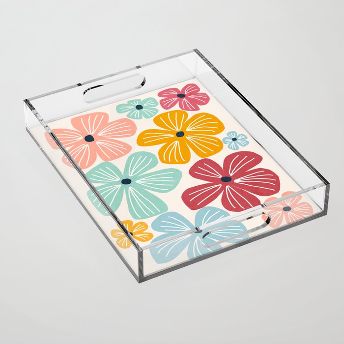 Frangipani flowers - bright Acrylic Tray Gallery Image 1