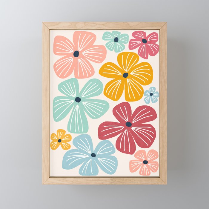 Frangipani flowers - bright Mini Art Print Gallery Image 1