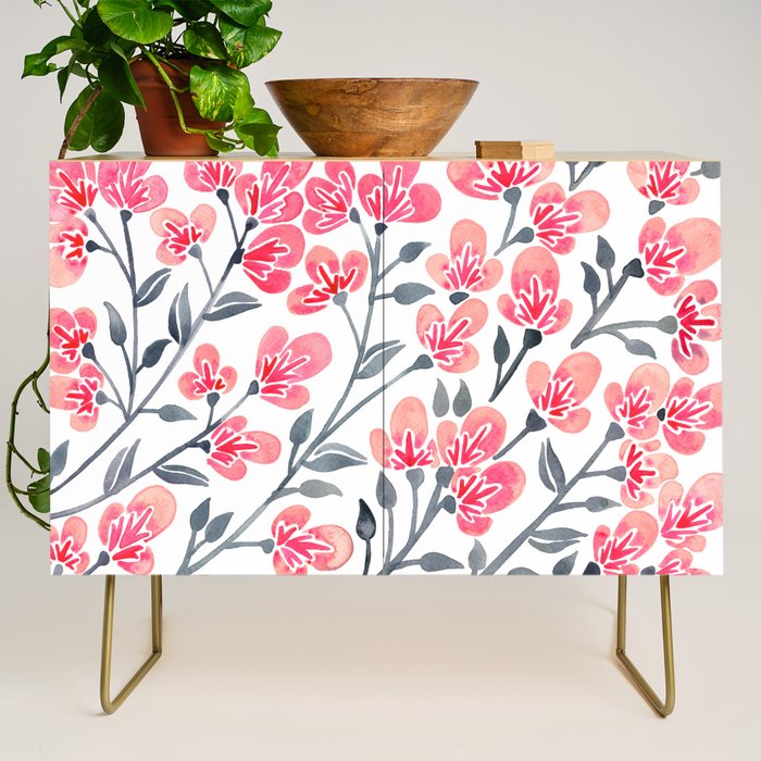 Cherry Blossoms - Pink & Black Palette Credenza Gallery Image 1