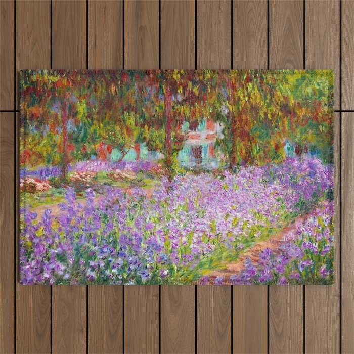 Claude Monet Irises In Monet's Garden At Giverny Outdoor Rug Gallery Image 1