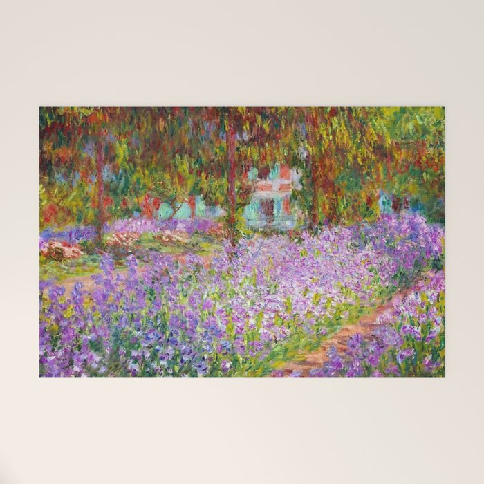 Claude Monet Irises In Monet's Garden At Giverny Welcome Mat Gallery Image 1