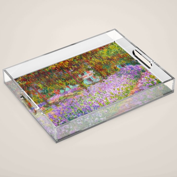 Claude Monet Irises In Monet's Garden At Giverny Acrylic Tray Gallery Image 1