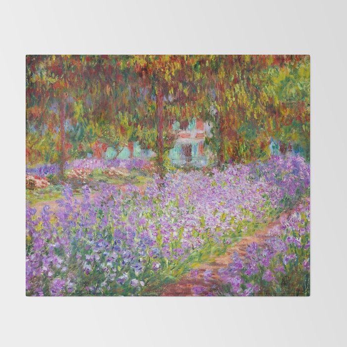 Claude Monet Irises In Monet's Garden At Giverny Throw Blanket Gallery Image 2
