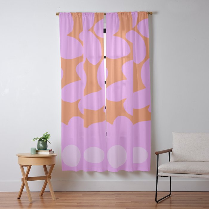 Pastel Pink Retro Flowers Orange Background #decor #society6 #buyart Window Curtain Gallery Image 11