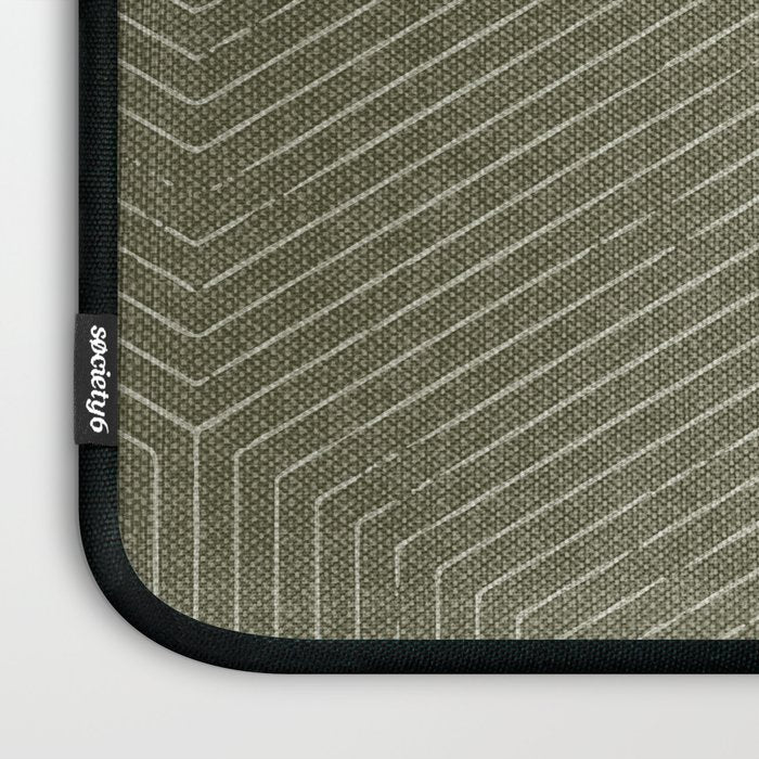 boho hexagon stripes - olive green Laptop Sleeve Gallery Image 3