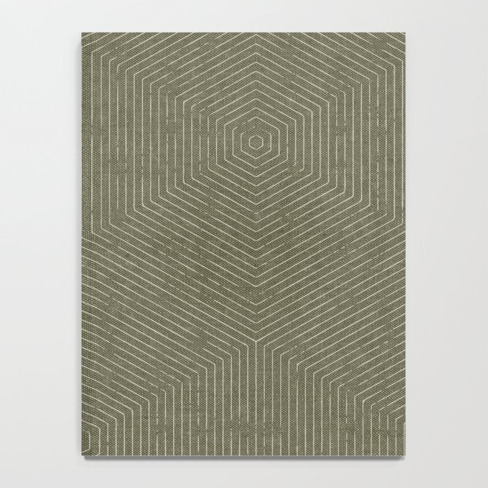 boho hexagon stripes - olive green Notebook Gallery Image 4