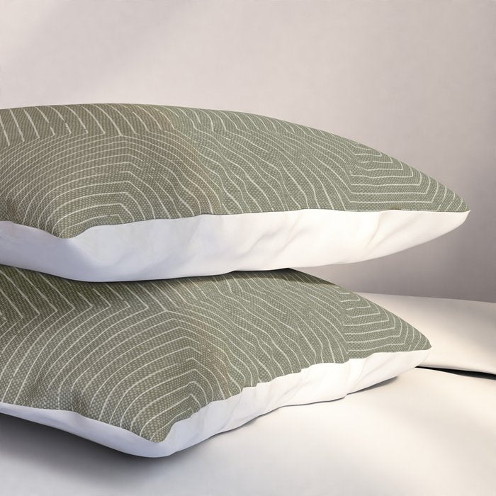 boho hexagon stripes - olive green Pillow Sham Gallery Image 3