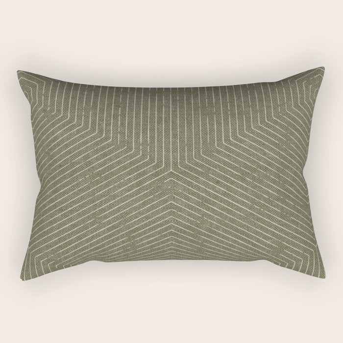 boho hexagon stripes - olive green Rectangular Pillow Gallery Image 2