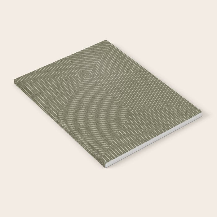 boho hexagon stripes - olive green Notebook Gallery Image 1