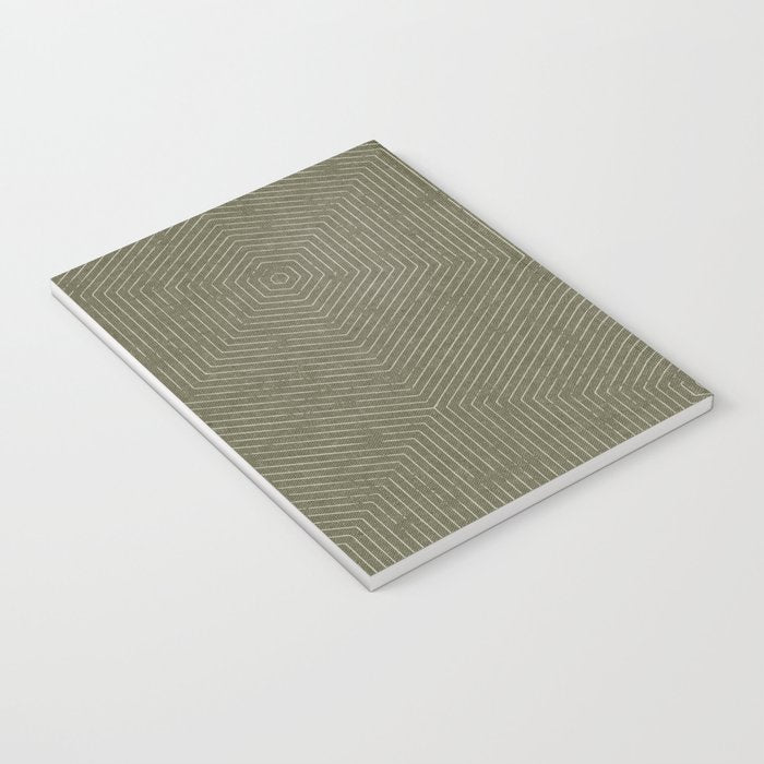 boho hexagon stripes - olive green Notebook Gallery Image 3