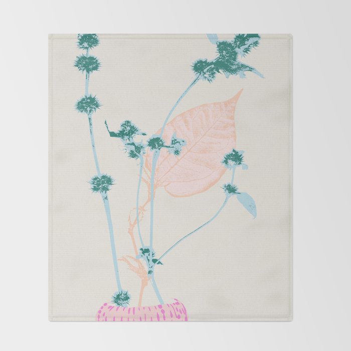 Plant based happyness Herb 1 still life Throw Blanket Gallery Image 2