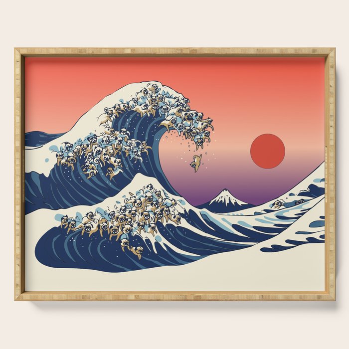 The Great Wave of Pug Serving Tray Gallery Image 1