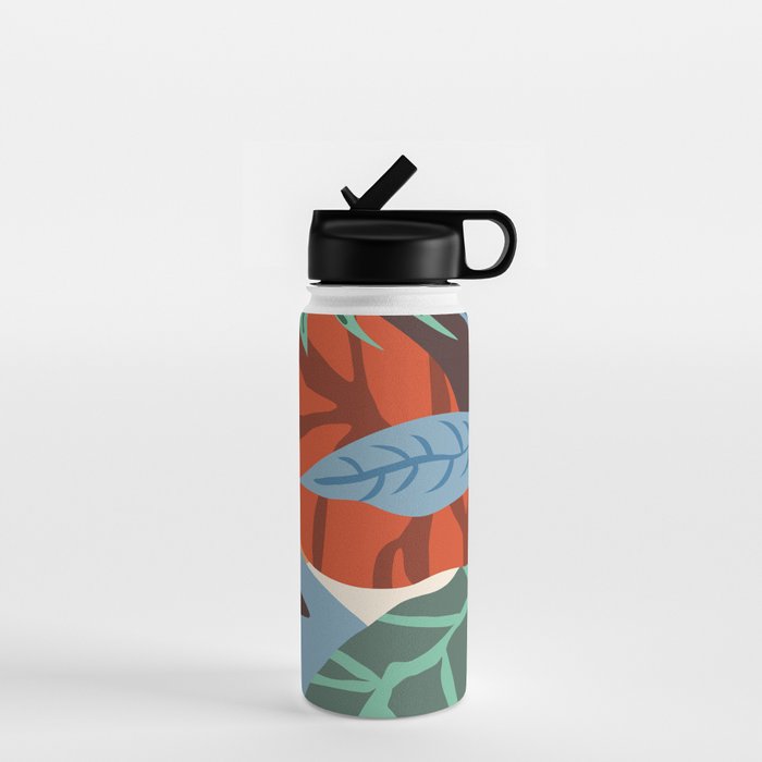 Bloom With Grace, Abstract Botanical Nature Painting, Colorful Eclectic Illustration Modern Water Bottle Gallery Image 1