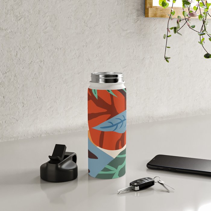 Bloom With Grace, Abstract Botanical Nature Painting, Colorful Eclectic Illustration Modern Water Bottle Gallery Image 4