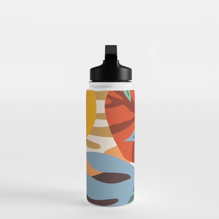 Bloom With Grace, Abstract Botanical Nature Painting, Colorful Eclectic Illustration Modern Water Bottle Gallery Image 3