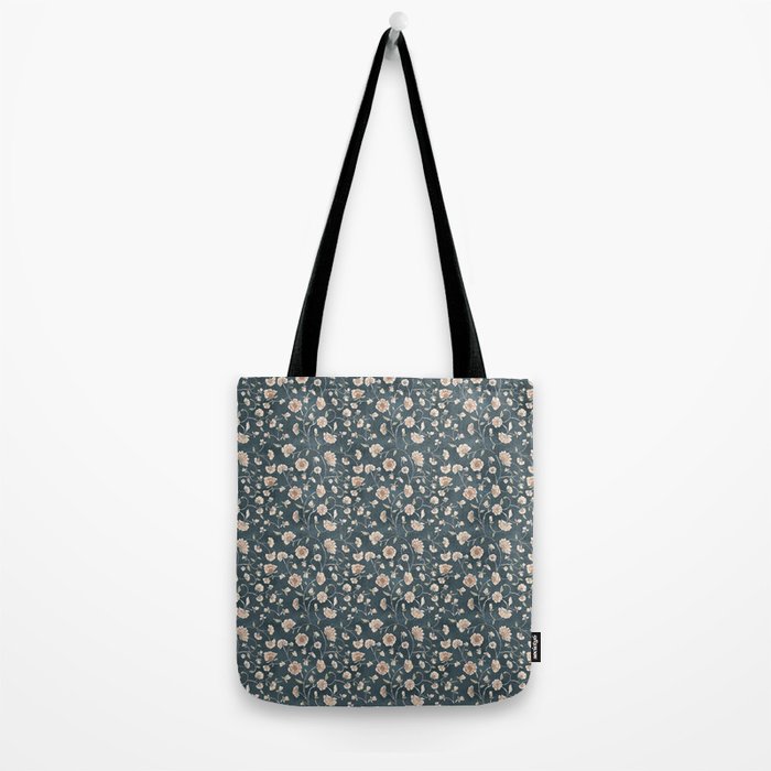 Ditsy Block Print Trailing Floral - Midnight Tote Bag Gallery Image 2