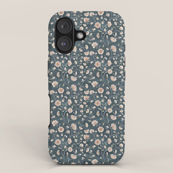 Ditsy Block Print Trailing Floral - Midnight iPhone Case Gallery Image 1