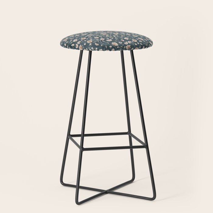 Ditsy Block Print Trailing Floral - Midnight Stool Gallery Image 1
