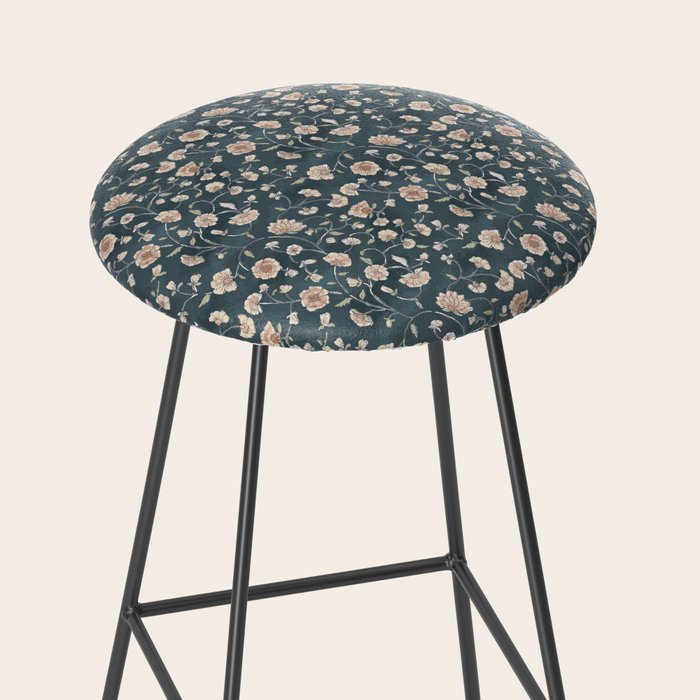 Ditsy Block Print Trailing Floral - Midnight Stool Gallery Image 2