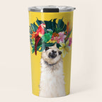 Aloha Hawaiian Llama in Yellow Travel Mug Gallery Image 1