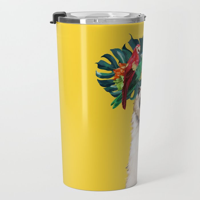 Aloha Hawaiian Llama in Yellow Travel Mug Gallery Image 3