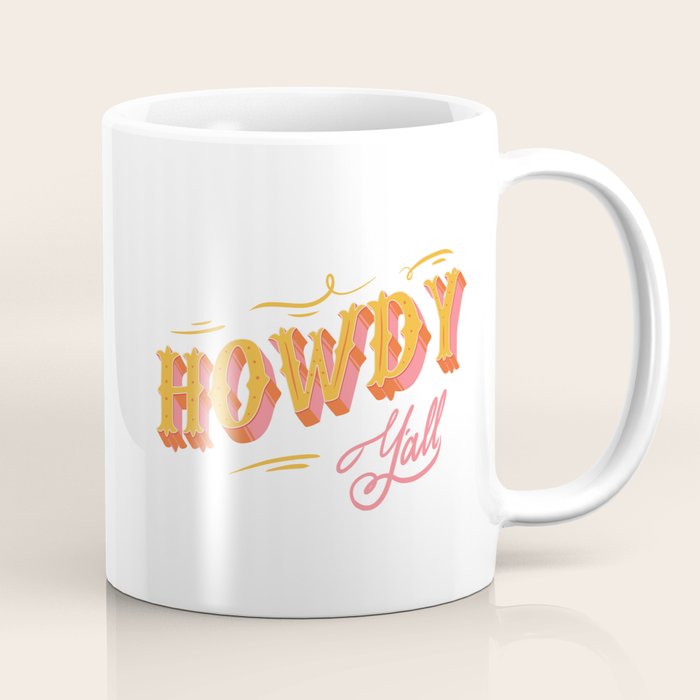 Howdy Y'all | Yellow Orange Blue Coffee Mug Gallery Image 1