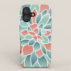 Festive, Floral Prints, Art Designs, Coral, Teal and Green iPhone Case Gallery Image 1