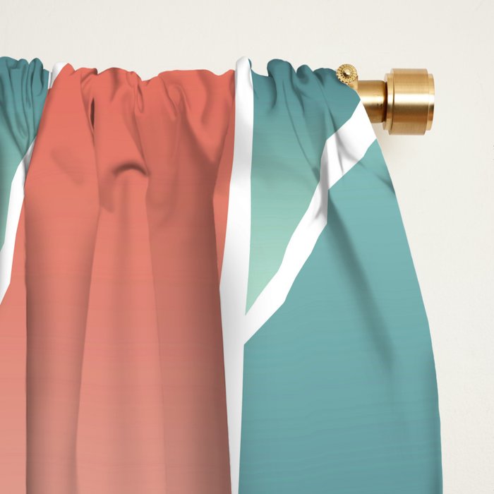 Festive, Floral Prints, Art Designs, Coral, Teal and Green Window Curtain Gallery Image 2