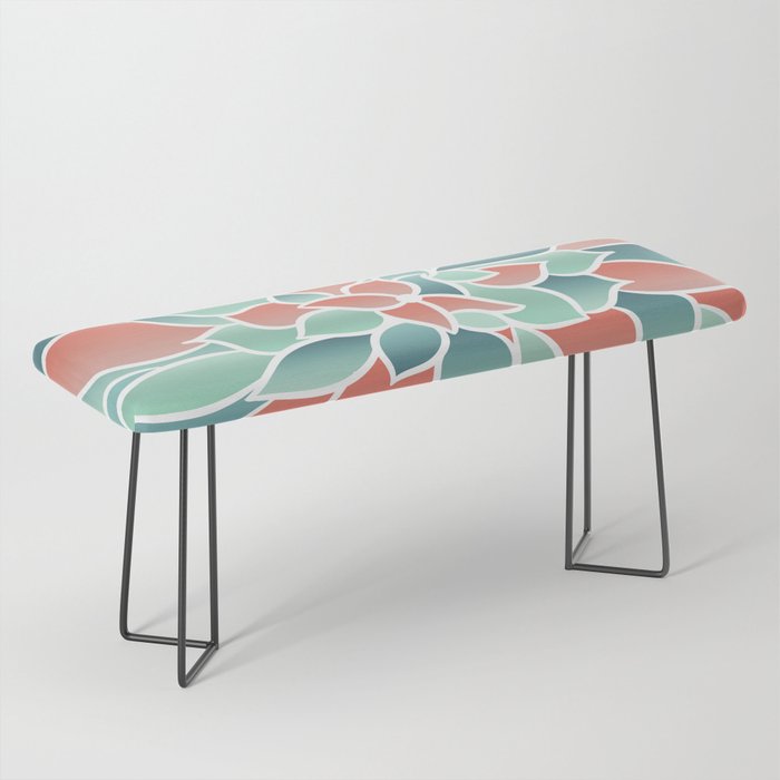 Festive, Floral Prints, Art Designs, Coral, Teal and Green Bench Gallery Image 1