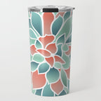 Festive, Floral Prints, Art Designs, Coral, Teal and Green Travel Mug Gallery Image 1