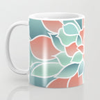 Festive, Floral Prints, Art Designs, Coral, Teal and Green Coffee Mug Gallery Image 3