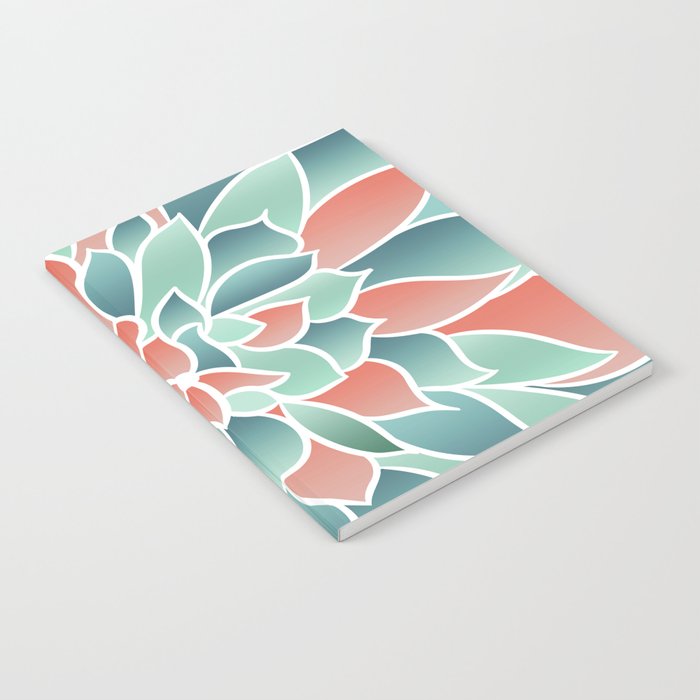 Festive, Floral Prints, Art Designs, Coral, Teal and Green Notebook Gallery Image 1