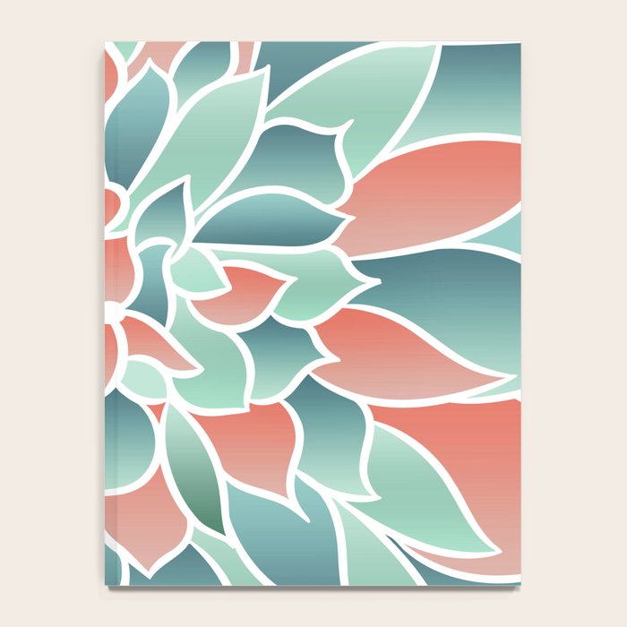 Festive, Floral Prints, Art Designs, Coral, Teal and Green Notebook Gallery Image 4