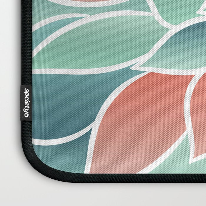 Festive, Floral Prints, Art Designs, Coral, Teal and Green Laptop Sleeve Gallery Image 3