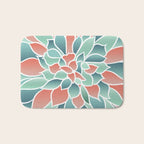 Festive, Floral Prints, Art Designs, Coral, Teal and Green Bath Mat Gallery Image 1
