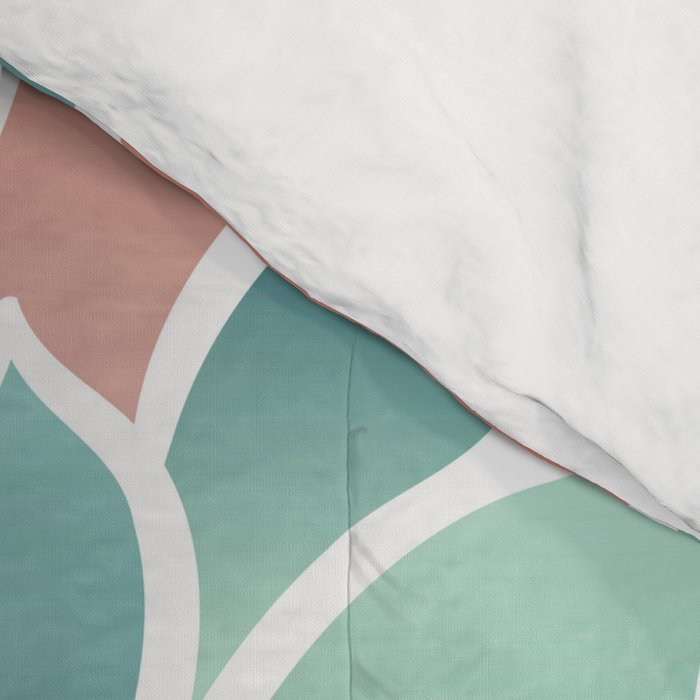 Festive, Floral Prints, Art Designs, Coral, Teal and Green Comforter Gallery Image 4