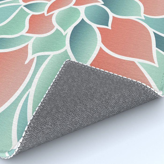 Festive, Floral Prints, Art Designs, Coral, Teal and Green Rug Gallery Image 4
