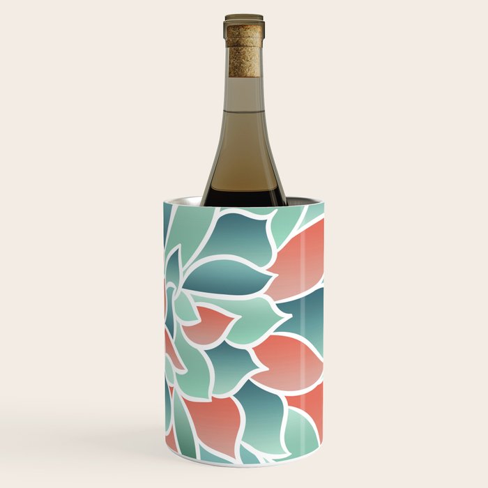 Festive, Floral Prints, Art Designs, Coral, Teal and Green Wine Chiller Gallery Image 3