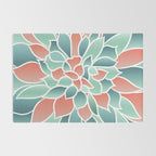 Festive, Floral Prints, Art Designs, Coral, Teal and Green Rug Gallery Image 2