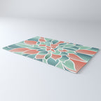 Festive, Floral Prints, Art Designs, Coral, Teal and Green Rug Gallery Image 3